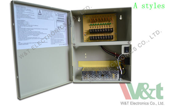 ضد آب 9 کانال منبع تغذیه، 5A 12V DC منبع تغذیه برای دوربین های مدار بسته